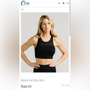Black sports pro by Zyia active, zip in the back